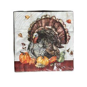 NIP Timeless Turkey 16 Ct Paper Dinner Napkins Thanksgiving 3 Ply Art Decoupage